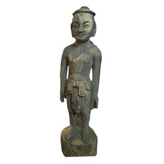 Late 19th Century Asian Antique Acupuncture Man Wooden Statue 2 For Sale
