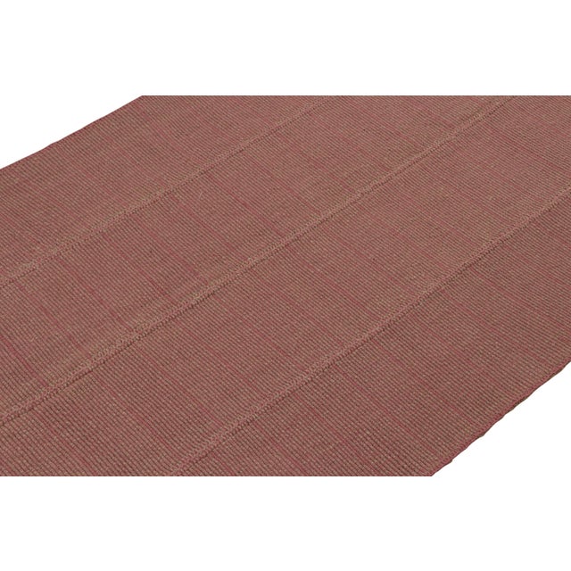 Rug & Kilim Rug & Kilim’s Modern Kilim Rug With Textural Stripes in Pink With Beige Accents For Sale - Image 4 of 7