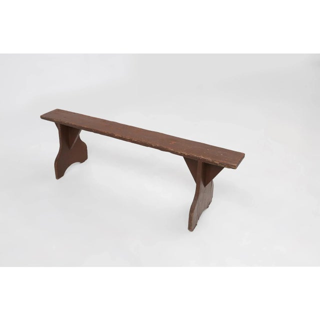 Mid-Century Modern Mid-Century Rustic Bench in Brown Painted Wood, France, 1890s For Sale - Image 3 of 11