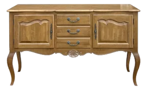 2000s Ethan Allen Country French Collection Solid Birch 3 Drawer Buffet or Sideboard (26-6226 Provence)