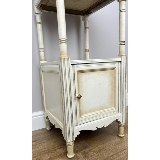 Antique French Oak Bedside Table with Marble Top For Sale - Image 5 of 14