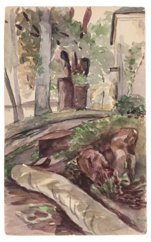 Landscape, Original Watercolor on Paper, Early 20th Century