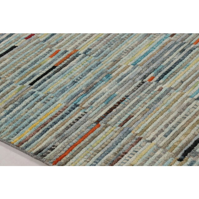 Contemporary Rug & Kilim's Modern Rug in Arctic Blue and Multi-Color Striped Pattern For Sale - Image 3 of 8