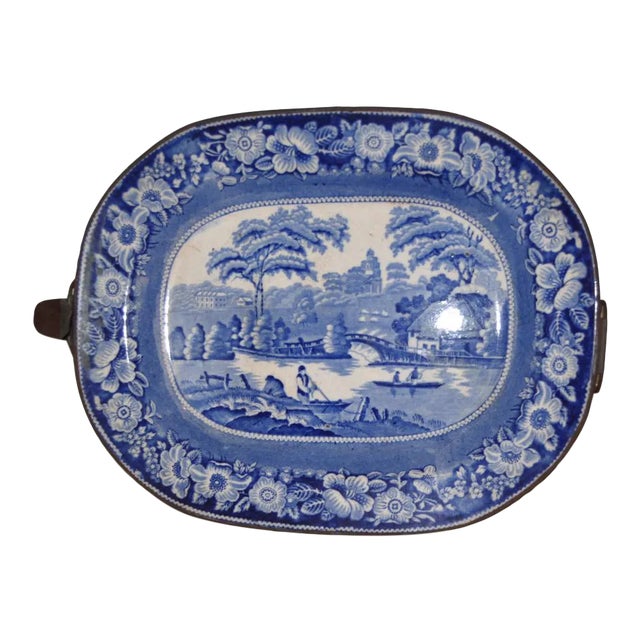 Large Staffordshire Platter With Hand Forge Warming Pan For Sale