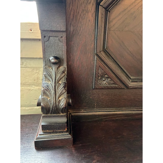 Brown Antique Renaissance Revival Sideboard With Barley-Twist Columns and Raised Plate Rack. 47”l X 24.5”d X 37”h For Sale - Image 8 of 10