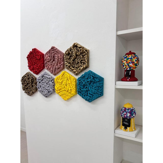 Gold #1 Fake Marshmallow Pop Art Wall Sculpture in Clay For Sale - Image 6 of 9