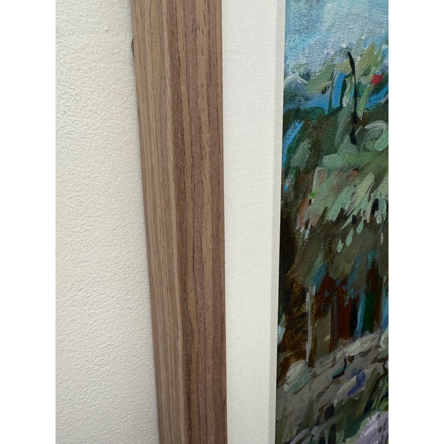 Textile Lush Landscape, Original Acrylic on Canvas Custom Framed With Linen Liner and Wood Frame, Artist Mary Ann Podolak For Sale - Image 7 of 7