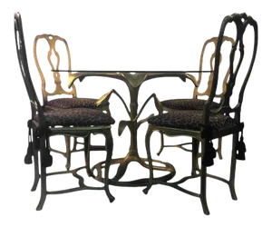 Arthur Court Gilded Tiger Lily Dining Table & Chairs - Set of 5