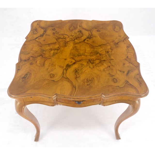 Late 20th Century Italian Olive Burl Wood Game Table Pull Out Trays One Drawer MINT! For Sale - Image 5 of 16