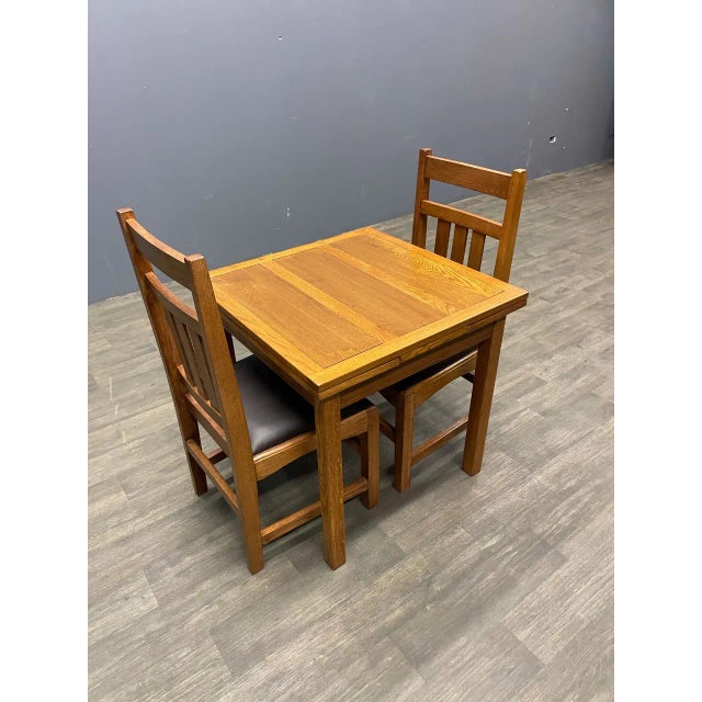 Mission Crafters and Weavers Mission Oak Dining Set - 5 Pieces - Michael's Cherry For Sale - Image 3 of 3