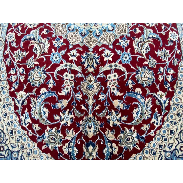 2000 - 2009 4'2" X 7'1" Persian Nain Style Hand-Knotted Wool and Silk Touch Rug For Sale - Image 5 of 14