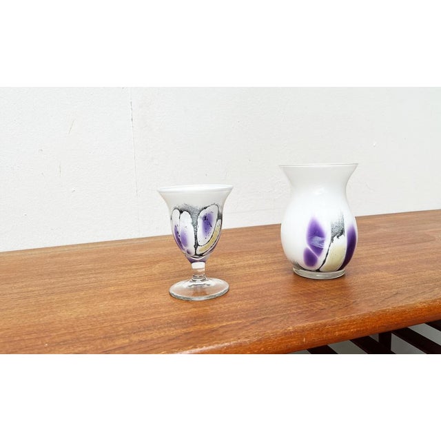 Vintage German Glass Vase and Goblet by Hans Jürgen Richartz for Richartz Art Collection, Set of 2, in Very Good...