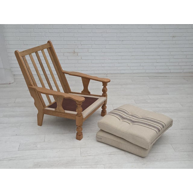 Mid-Century Modern Vintage Danish Armchair in Furniture Wool and Oak, 1970s For Sale - Image 3 of 18
