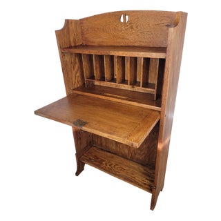 Arts & Crafts Oak Student Desk, 1950s For Sale