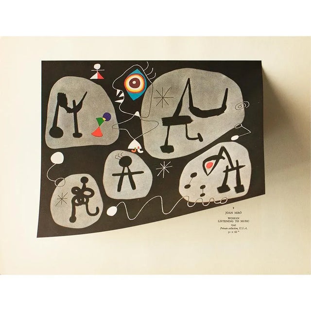 Joan Miró 1940s After Joan Miró, "Woman Listening to Music" First Edition Swiss Offset Lithograph For Sale - Image 4 of 8