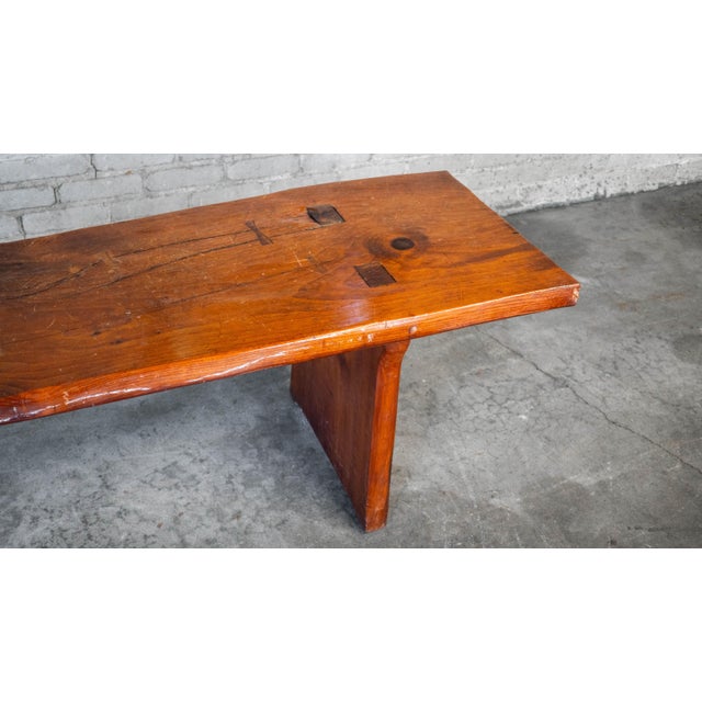 1970s Mid-Century Modern Live Edge Solid Wood Bench For Sale - Image 4 of 18