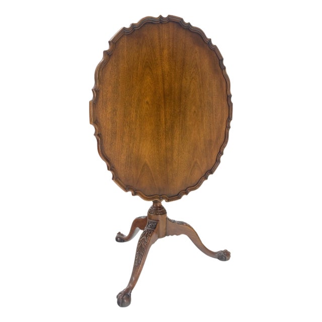 Baker Pie Crust Tilt Top Carved Mahogany Ball & Claw Breakfast Table MINT For Sale