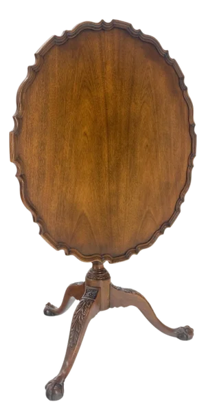 Baker Pie Crust Tilt Top Carved Mahogany Ball & Claw Breakfast Table MINT