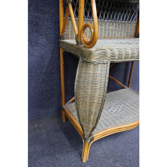 Italian Bamboo and Wicker Etagere For Sale - Image 9 of 15