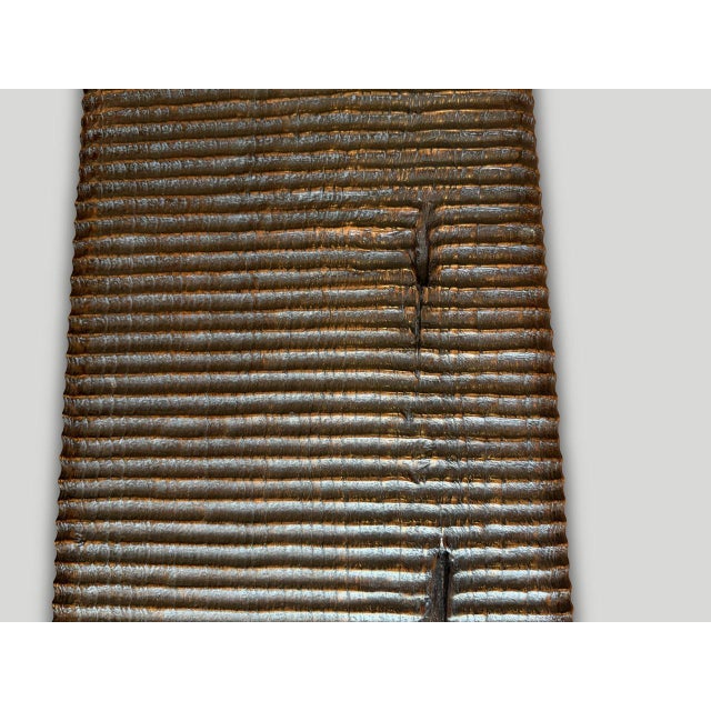 Andrianna Shamaris Impressive Minimalist Hand Carved Teak Wood Bench For Sale - Image 13 of 18