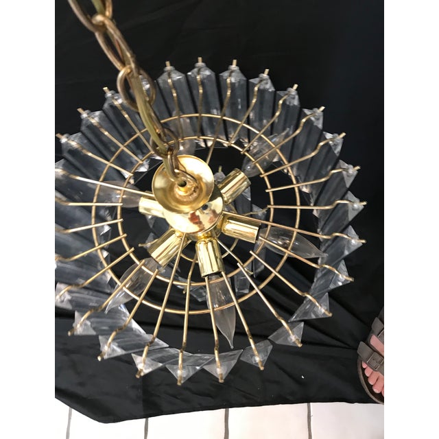 Mid 20th Century Mid 20th Century Italian Mid-Century Modern Three Tiered Clear Lucite Waterfall Chandeliers - A Pair For Sale - Image 5 of 8