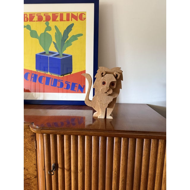 Mid-Century Modern Wood Lion Sculpture from Bottega Michelangeli, Orvieto, Italy, 1970s For Sale - Image 3 of 15