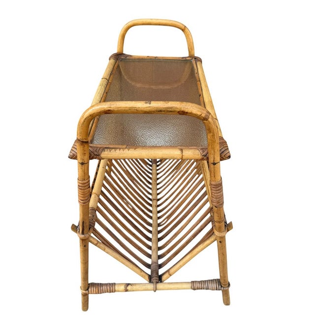 Wood Italian Rattan Side Table, 1950s For Sale - Image 7 of 14