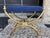Italian Modern Brass Bench. Offered is a great Italian mid century brass curule style bench newly upholstered in a...
