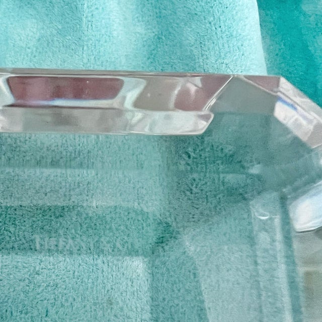 Tiffany & Co. Faceted Crystal Paperweight Emerald Cut Signed Vintage Antique For Sale - Image 9 of 12