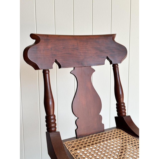 1960s Vintage Sculpted Mahogany Dining Chairs With Cane Seats, Set of 4 For Sale - Image 9 of 15