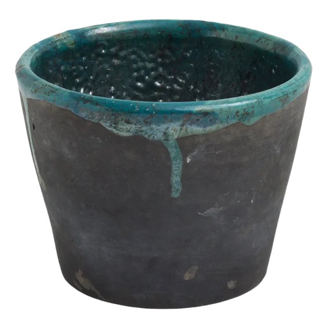 Black Green Metal Coating Artide Vase Mangkuk Ceramic Bowl by Laab Milano For Sale