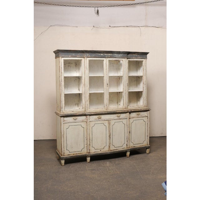 A Tall French Antique Deux Corps Cabinet For Sale - Image 4 of 12