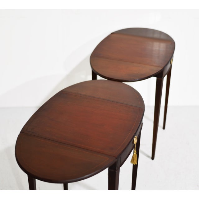 Mid Century Traditional Tapered Leg Flip Top Tables - A Pair For Sale - Image 10 of 12