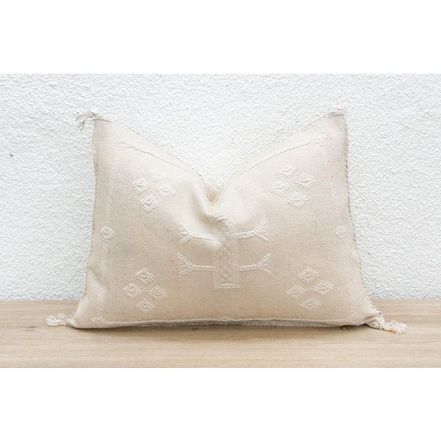 Tribal Sidi Sand Silk Rug Lumbar Pillow For Sale - Image 3 of 8