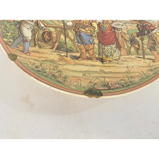 Decorative Beige and Blue Plate from Sarreguemines, 1880 For Sale - Image 4 of 7