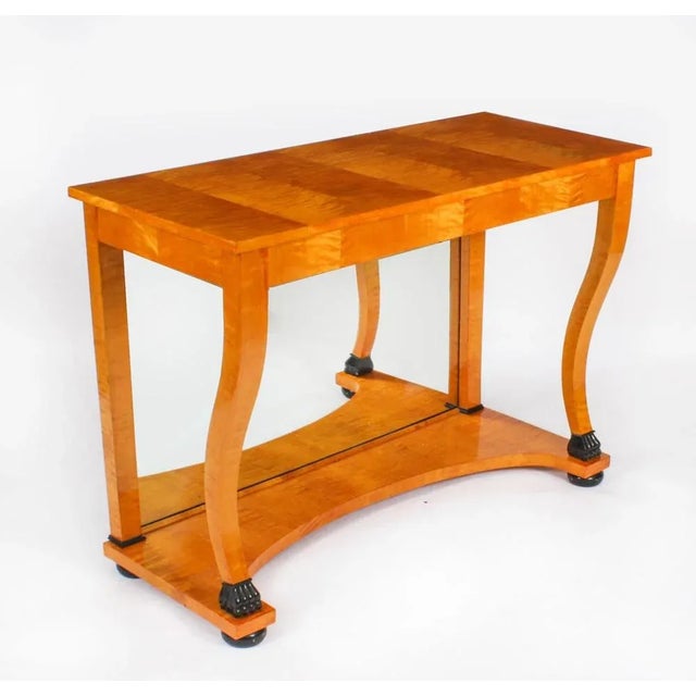 Antique Biedermeier Maserbirch Console Table, 19th Century For Sale - Image 11 of 12