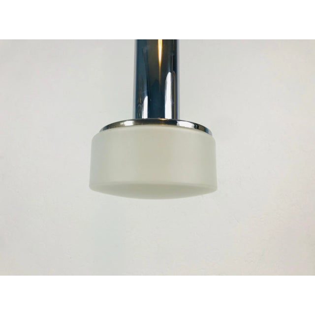 1970s 1970s Staff Chrome and Opaline Glass Hanging Lamps, Germany - A Pair For Sale - Image 5 of 9