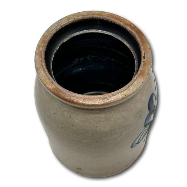 Hard to Find Small 1 Gallon Size Antique American Blue Decorated Stoneware Butter Churn - Circa Mid 1800s For Sale - Image 12 of 18