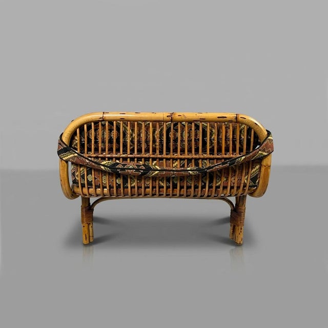 Mid-Century Modern Italian Daybed in Rattan and Metal Mesh, 1960s For Sale - Image 9 of 16