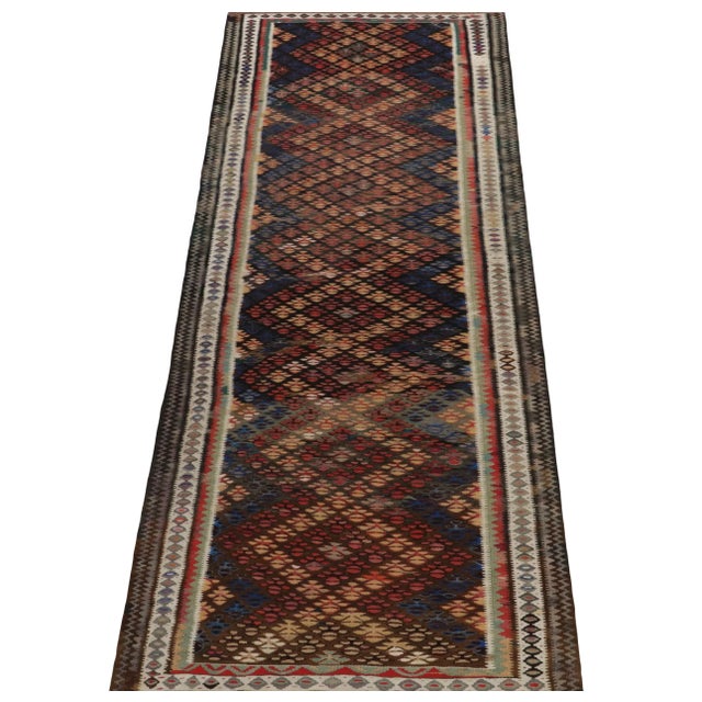 1950s Vintage Turkish Tribal Kilim Runner in Multicolor Geometric Pattern For Sale - Image 5 of 7