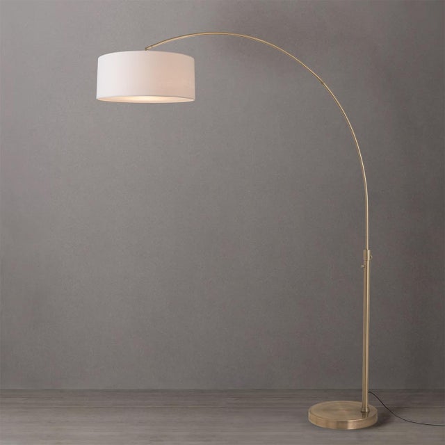 Mid-Century Modern 1960s Nova of California Float Brass Floor Lamp - 92" Modern Arc Lamp, Fabric Drum Shade, Dimmable For Sale - Image 3 of 4