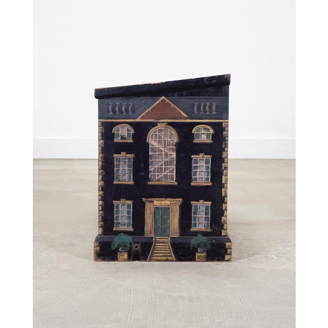 Wood 19th C. English Georgian Painted Pine Blanket Chest Manor Façade For Sale - Image 7 of 18