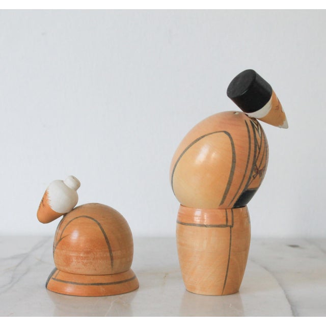 Vintage Kokeshi Dolls Couple - A Pair For Sale - Image 11 of 11