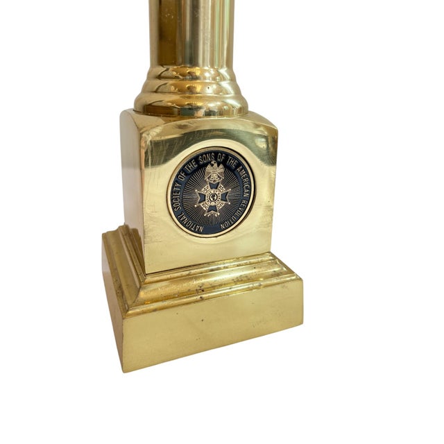 Mid 20th Century Mid 20th Century National Society of the Sons of the American Revolution Brass Table Lamp For Sale - Image 5 of 10
