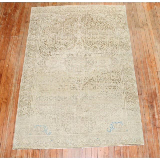 An Antique washed High Decorative accent-size Persian Malayer rug from the early 20th century Measures: 4'5'' x 6'6''.