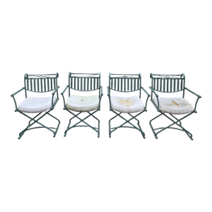 Late 20th Century Wrought Iron Directors Chairs - Set of 4