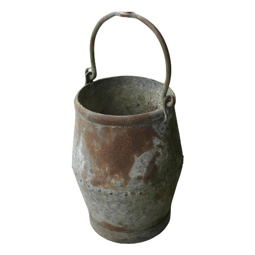 Riveted Well Bucket in Metal For Sale