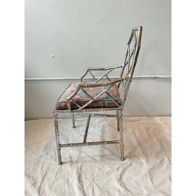 1980s Italian Silver Leaf Faux Bamboo Chairs - a Pair For Sale - Image 9 of 12