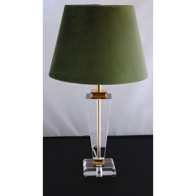 Vintage Acrylic Glass Fabric Shade Table Lamp, 1980s For Sale - Image 13 of 16