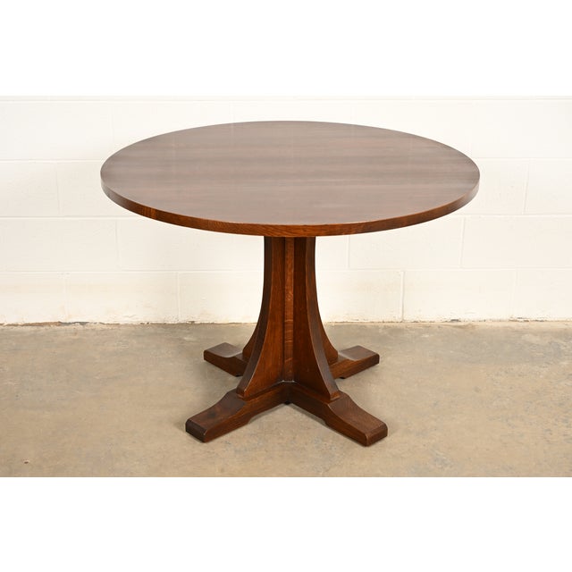 Stickley Mission Oak Arts & Crafts Pedestal Center Table or Breakfast Table For Sale - Image 13 of 13